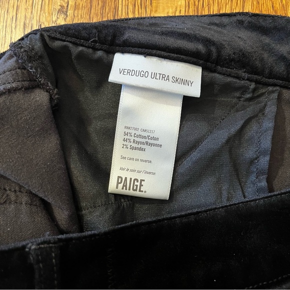 Paige Verdugo Women's Black Velvet Overdyed Ultra Skinny Jeans Pants Size 31 - Picture 7 of 10